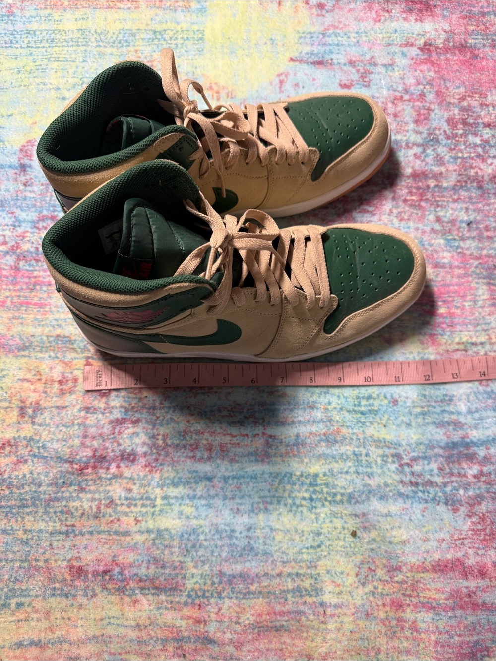 Nike Men’s High-Top Sneakers in Green and Tan - Picture 8 of 10